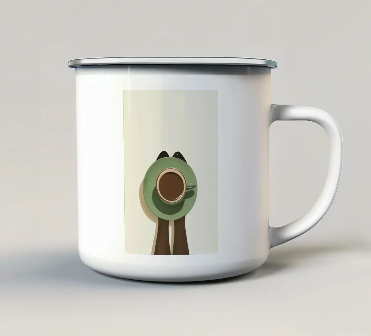 Tazza di caffè sopraelevata Arte minimalista - Poster rituale del mattino tazza in smalto da NorwesClub