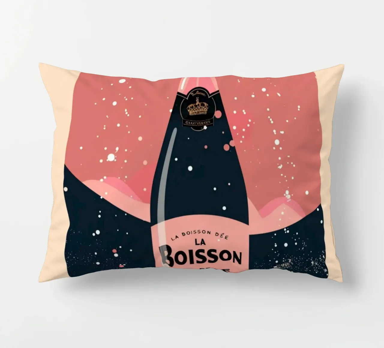 Poster per champagne "La Boisson De La Vie" - Retro Rosé Art Pri cuscino da NorwesClub