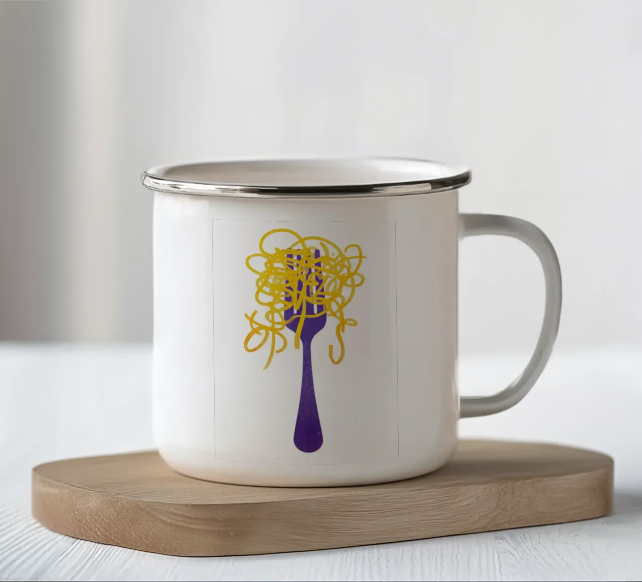 "Eat Spaghetti to Forgetti Your Regretti" Funny Pasta Art tazza in smalto da NorwesClub