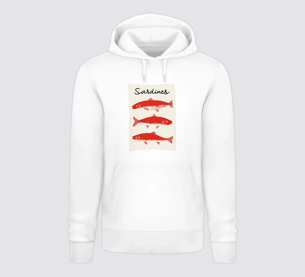 Poster pop art con le sardine rosse - Decorazione originale per la cucina a base di frutti di mare felpa con cappuccio da NorwesClub