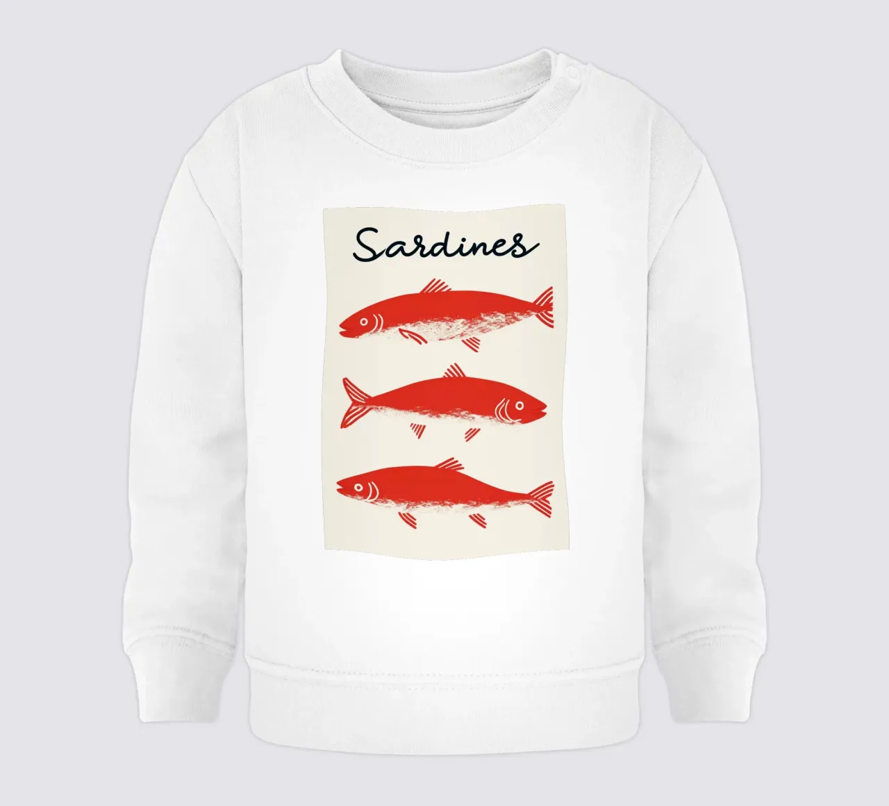 Poster pop art con le sardine rosse - Decorazione originale per la cucina a base di frutti di mare felpa neonato da NorwesClub