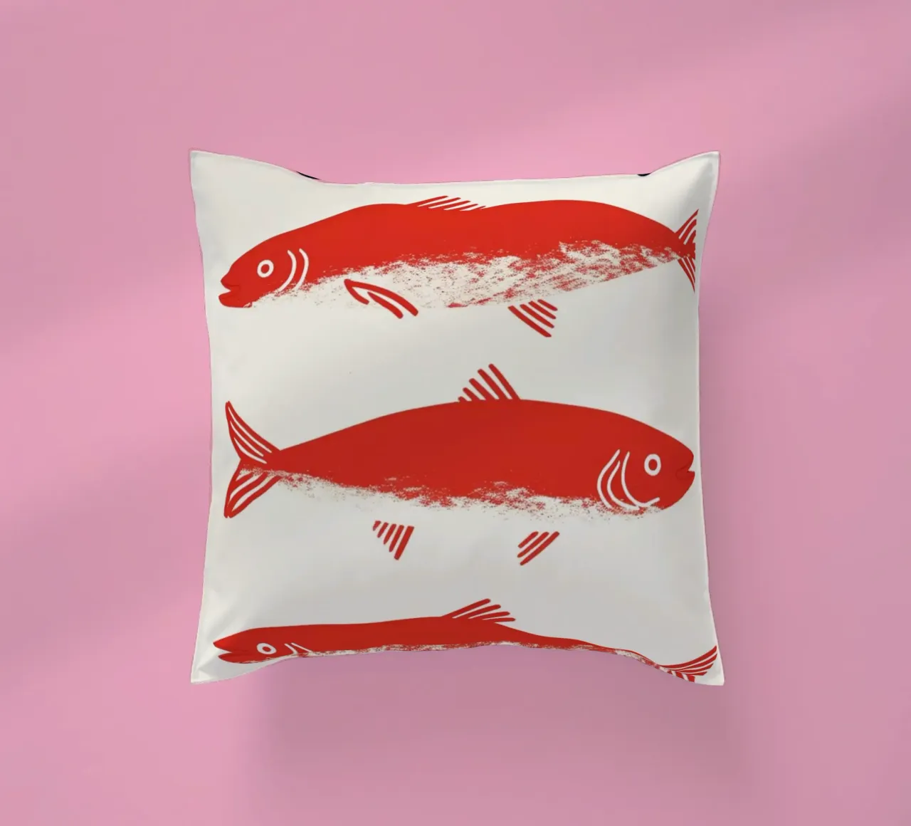 Poster pop art con le sardine rosse - Decorazione originale per la cucina a base di frutti di mare cuscino da NorwesClub