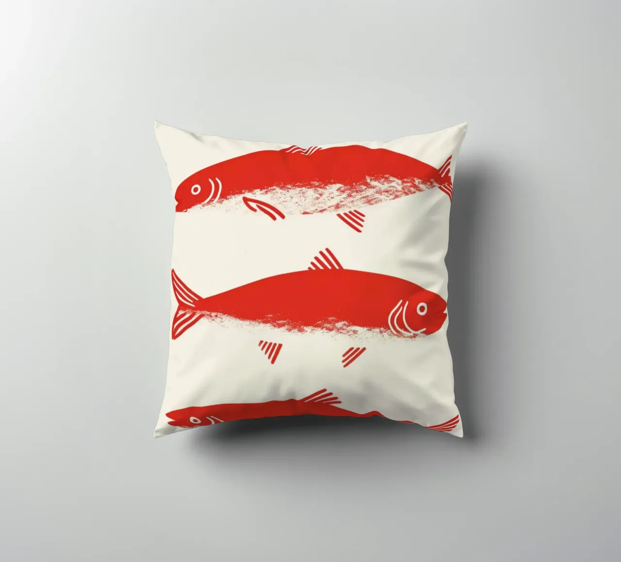 Poster pop art con le sardine rosse - Decorazione originale per la cucina a base di frutti di mare cuscino da NorwesClub