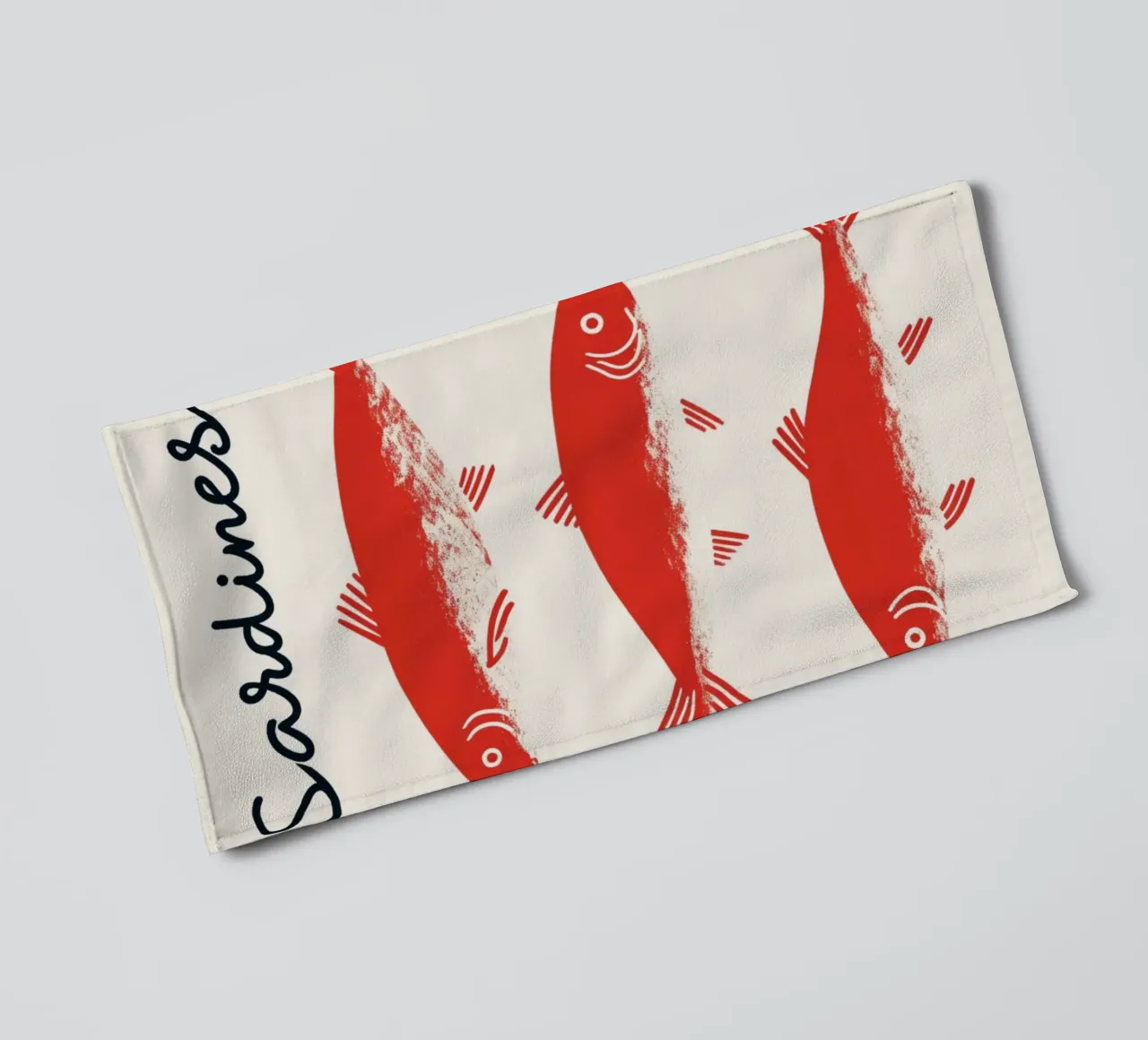Poster pop art con le sardine rosse - Decorazione originale per la cucina a base di frutti di mare asciugamano da bagno da NorwesClub