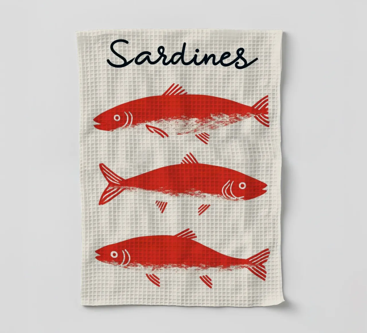 Poster pop art con le sardine rosse - Decorazione originale per la cucina a base di frutti di mare canovaccio da cucina da NorwesClub
