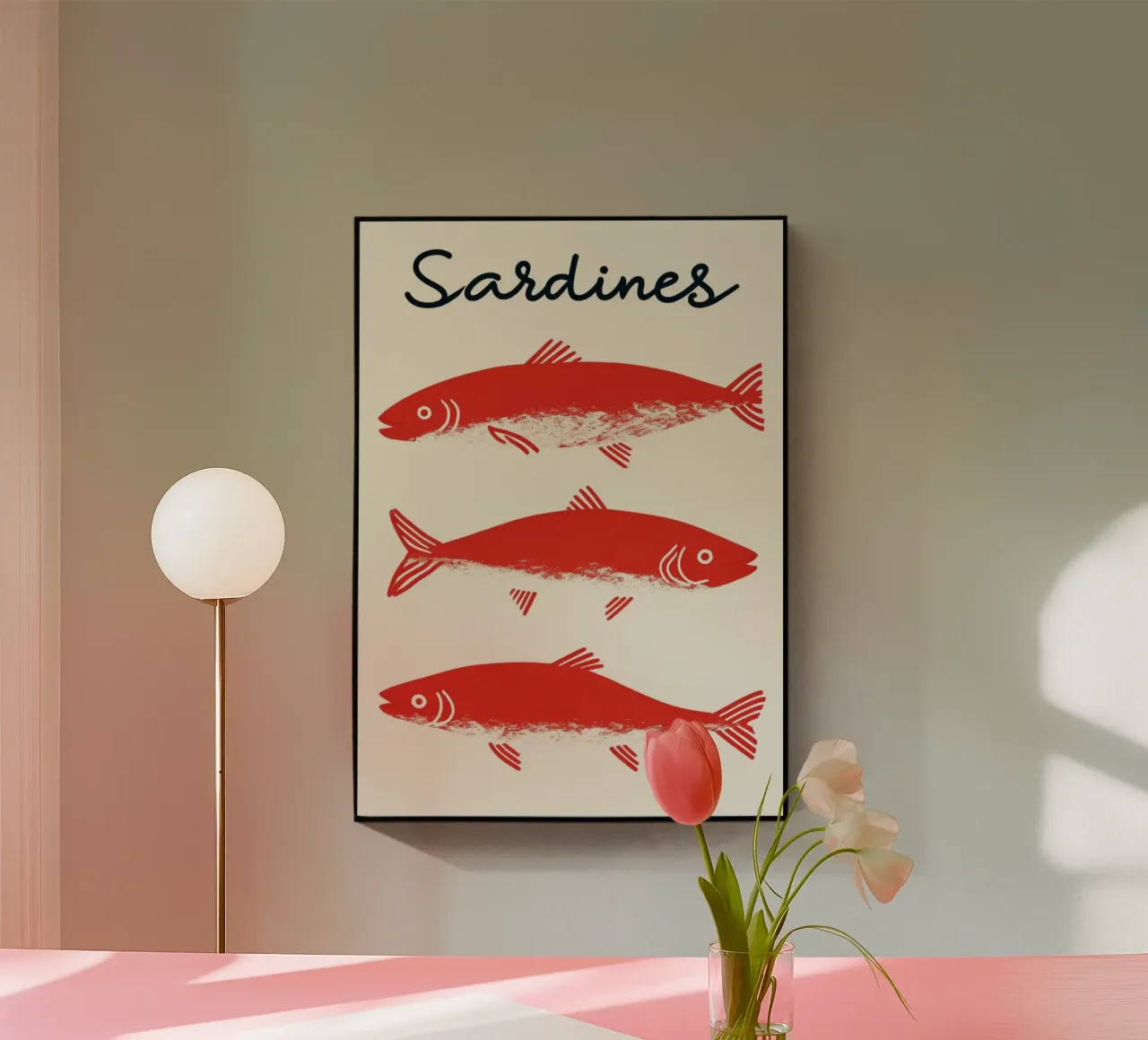 Poster pop art con le sardine rosse - Decorazione originale per la cucina a base di frutti di mare plexiglass da NorwesClub