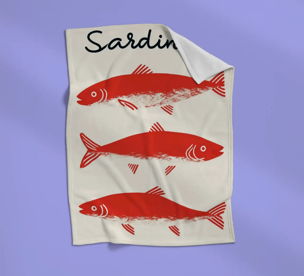 Poster pop art con le sardine rosse - Decorazione originale per la cucina a base di frutti di mare coperta in pile da NorwesClub