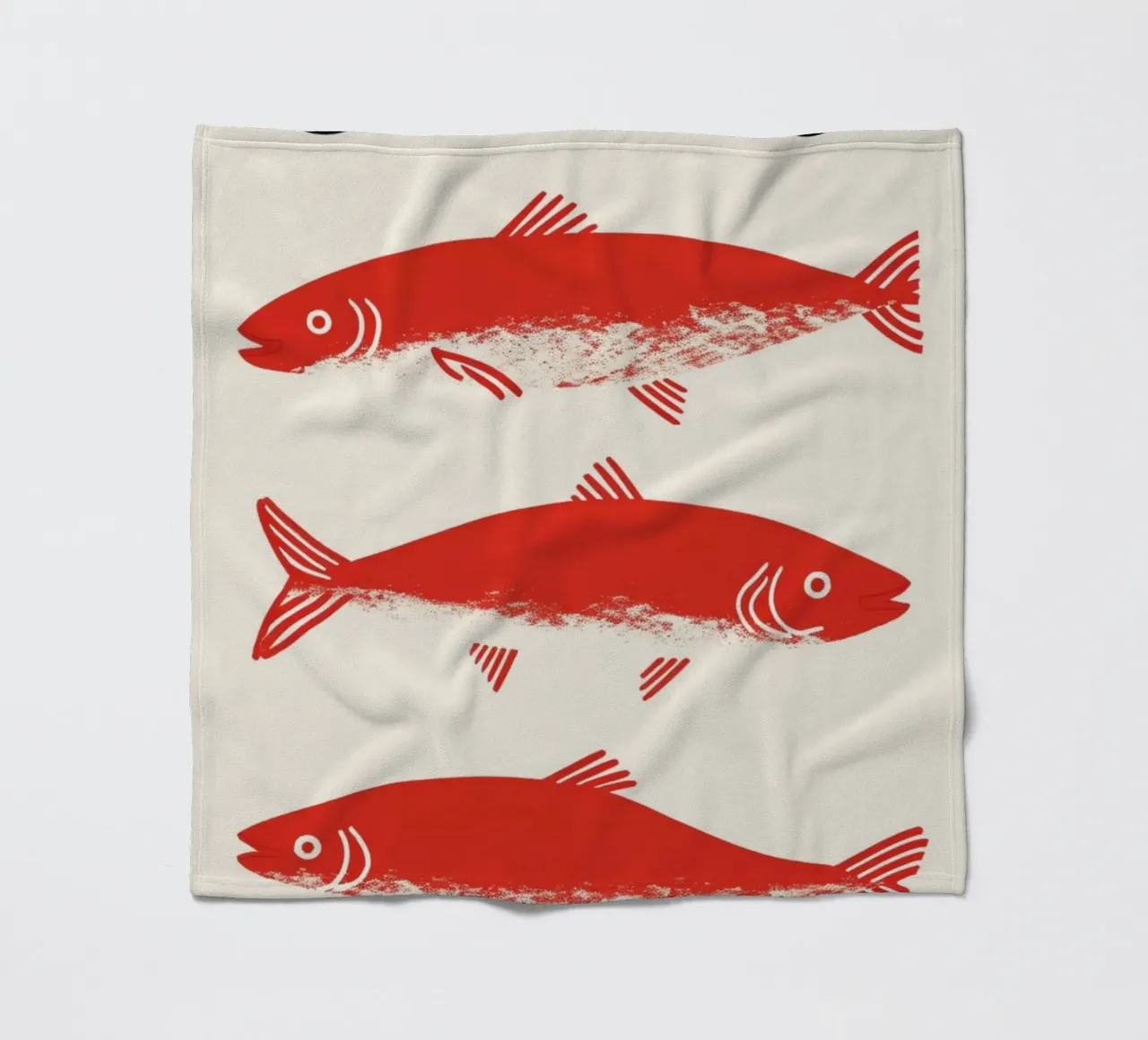 Poster pop art con le sardine rosse - Decorazione originale per la cucina a base di frutti di mare coperta in pile da NorwesClub