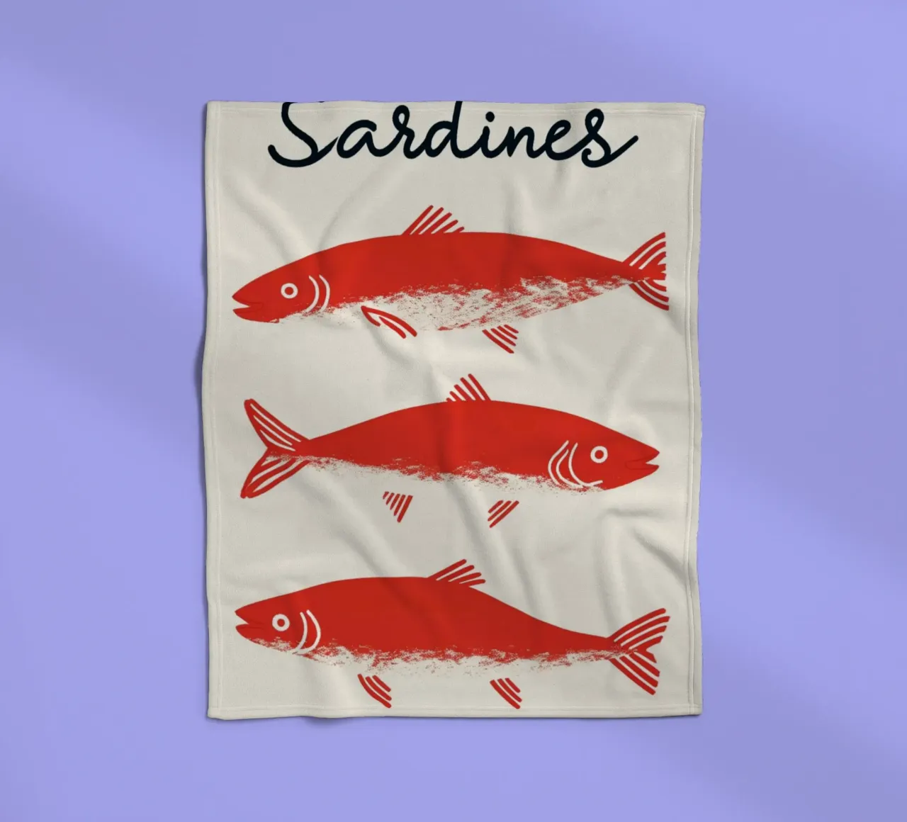Poster pop art con le sardine rosse - Decorazione originale per la cucina a base di frutti di mare coperta in pile da NorwesClub