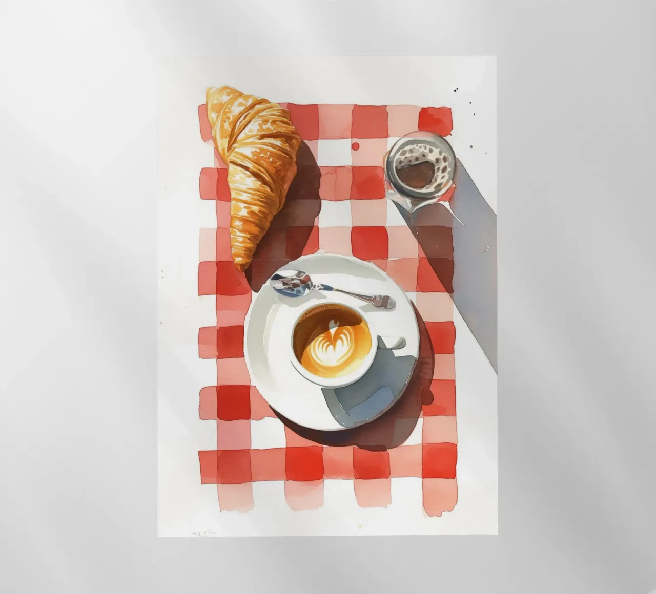 Colazione francese al caffè - Croissant, caffè, acquerello P pellicola backlit da NorwesClub