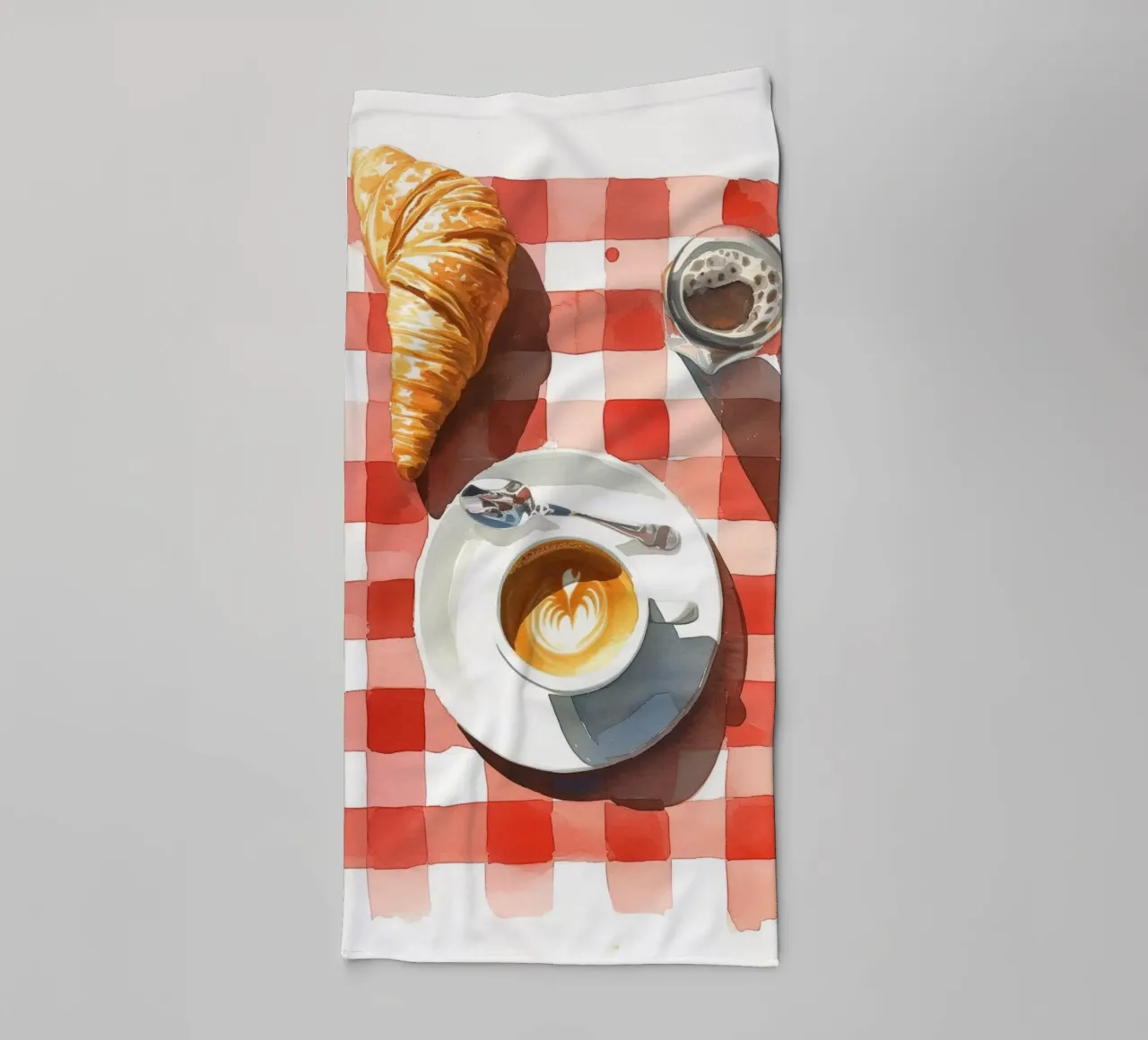 Colazione francese al caffè - Croissant, caffè, acquerello P asciugamano da bagno da NorwesClub