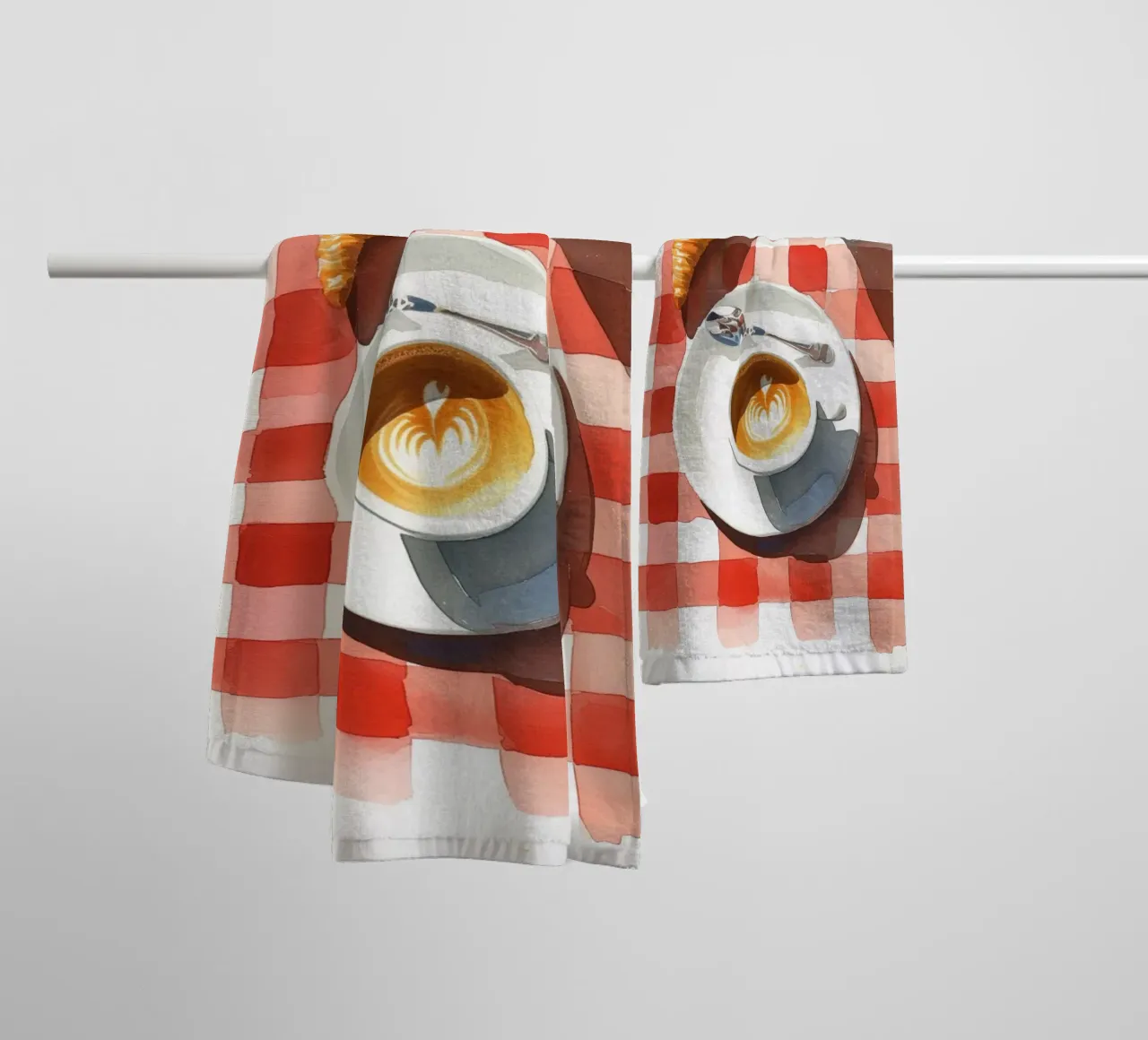Colazione francese al caffè - Croissant, caffè, acquerello P asciugamano da bagno da NorwesClub