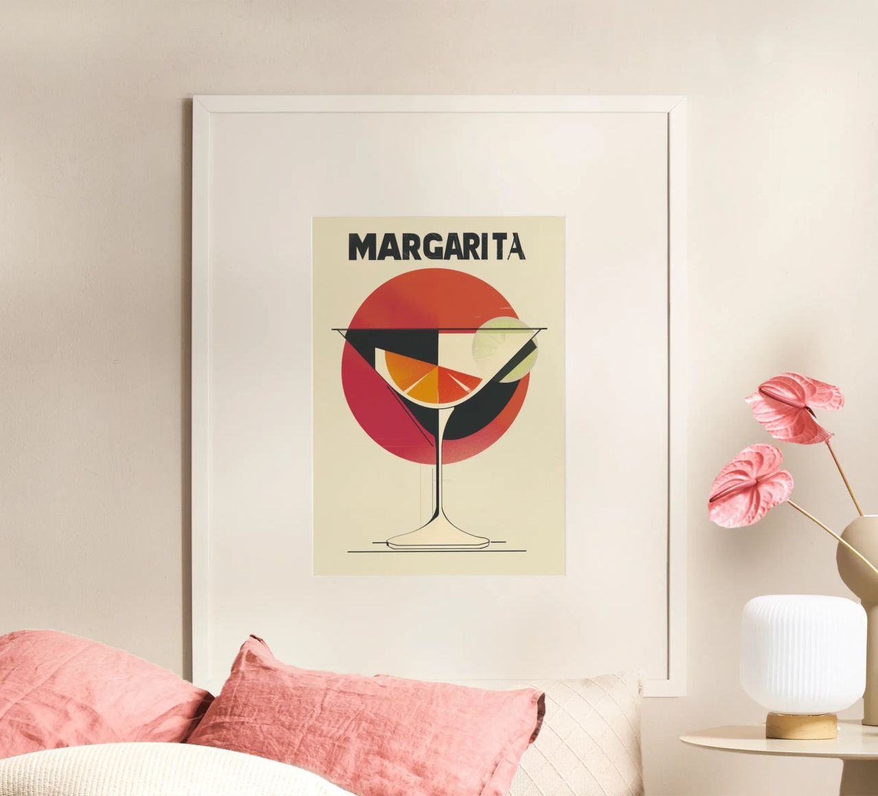 Minimalistisches Margarita Cocktail Poster - Retro Moderne Bar Kunst Poster von NorwesClub