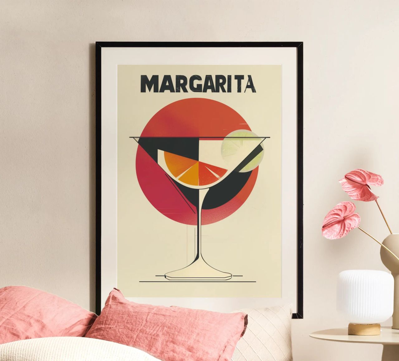 Minimalistisches Margarita Cocktail Poster - Retro Moderne Bar Kunst Poster von NorwesClub