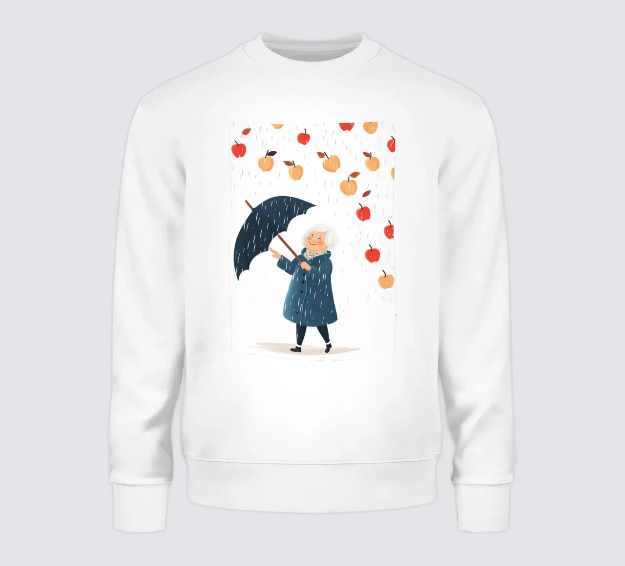 Grillige appelregen kunstdruk - Grootmoeders vrolijke paraplu sweatshirt van NorwesClub