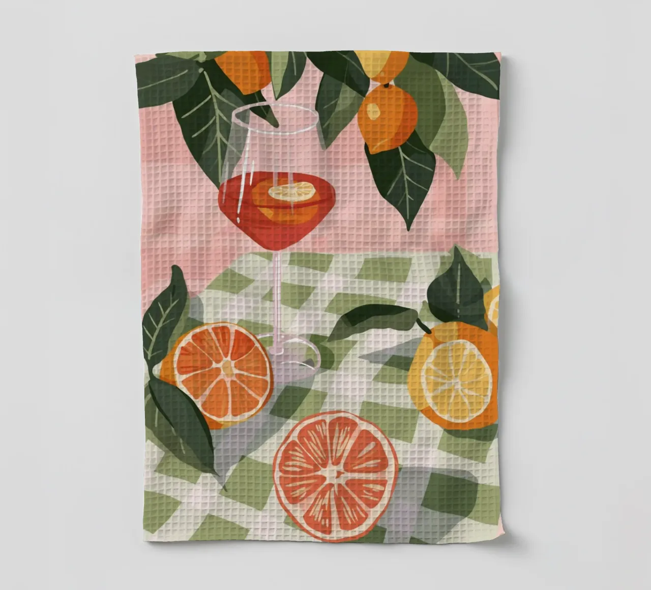 Aperol Spritz & Citrus Summer Art - Italian Cocktail Poster tea towel by NorwesClub