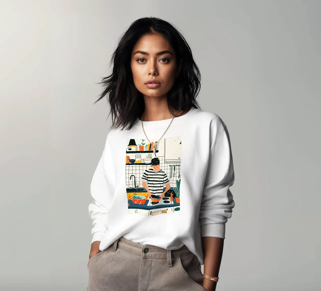Hombre cocinando en una cocina moderna - Everyday Life Illustrati sudadera de NorwesClub