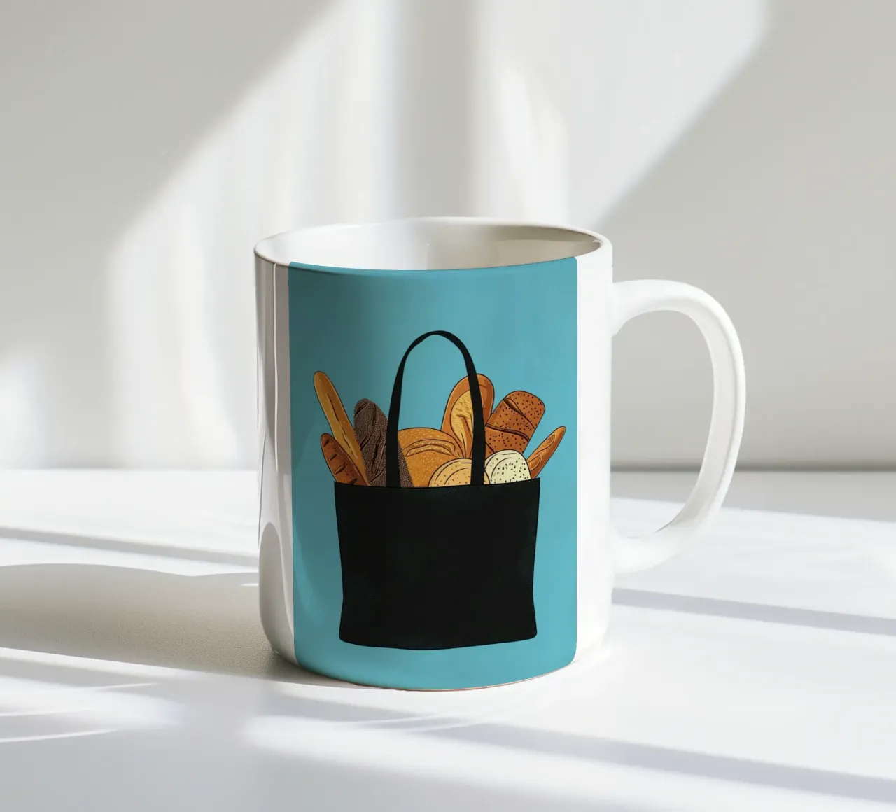 Arte della borsa del pane fresco - Decorazione per panifici, cucine e mercati tazza in ceramica da NorwesClub