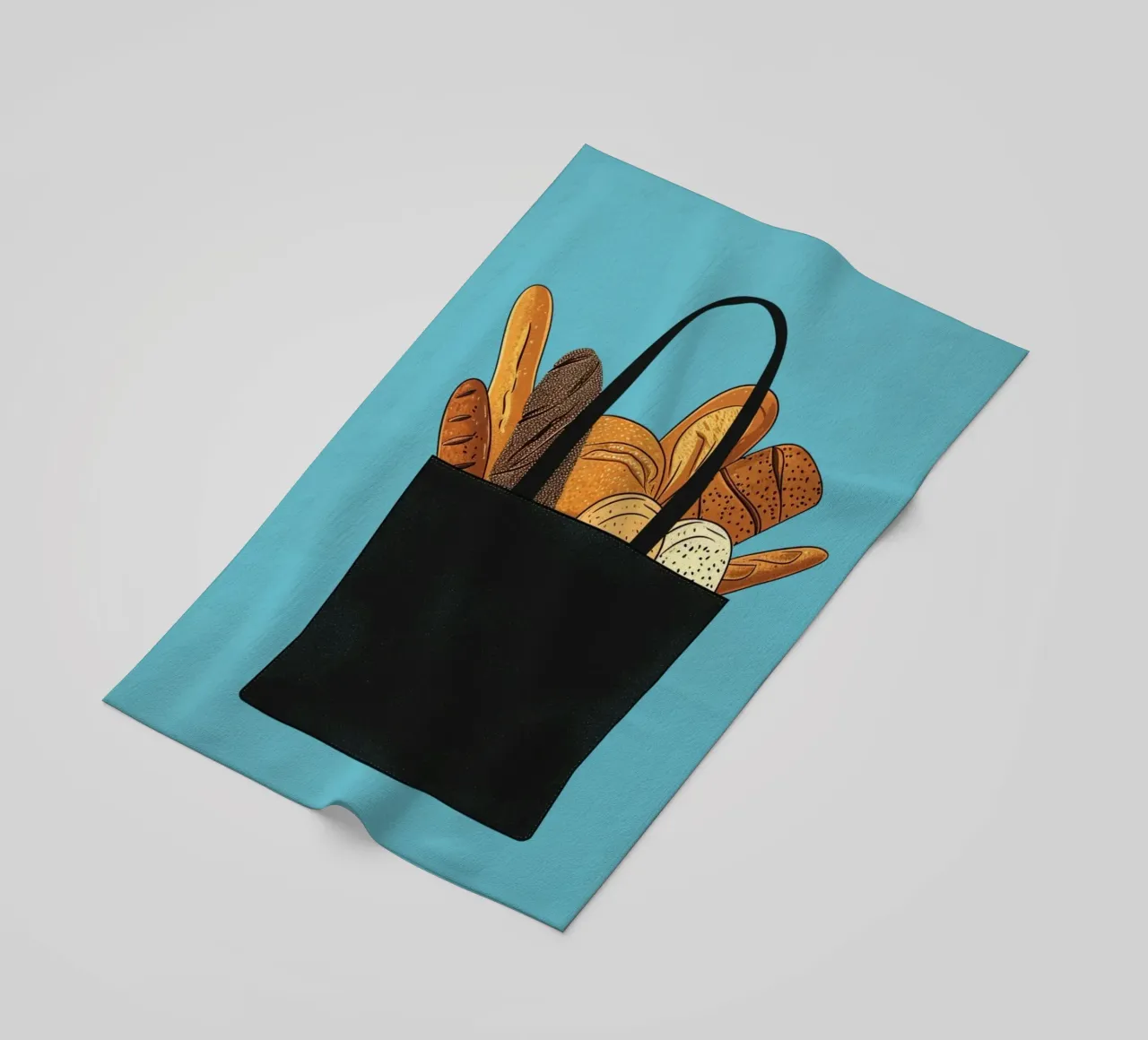Arte della borsa del pane fresco - Decorazione per panifici, cucine e mercati telo mare da NorwesClub