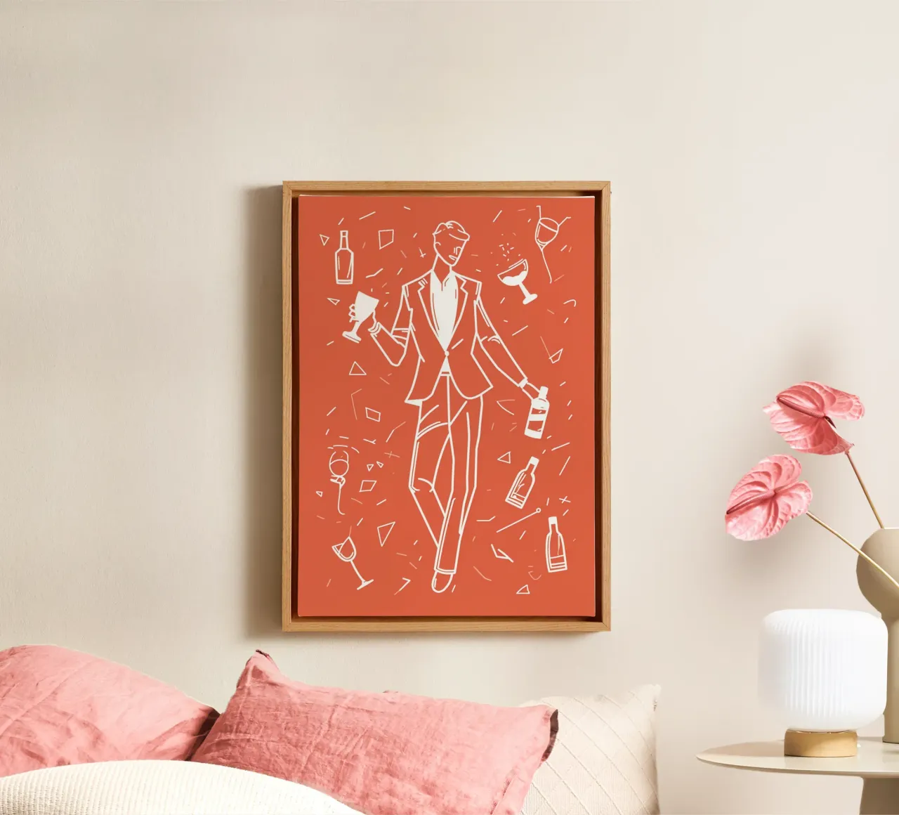 Cocktailillustratie "Party Time" - Moderne Bar & Viering canvas met Baklijst van NorwesClub