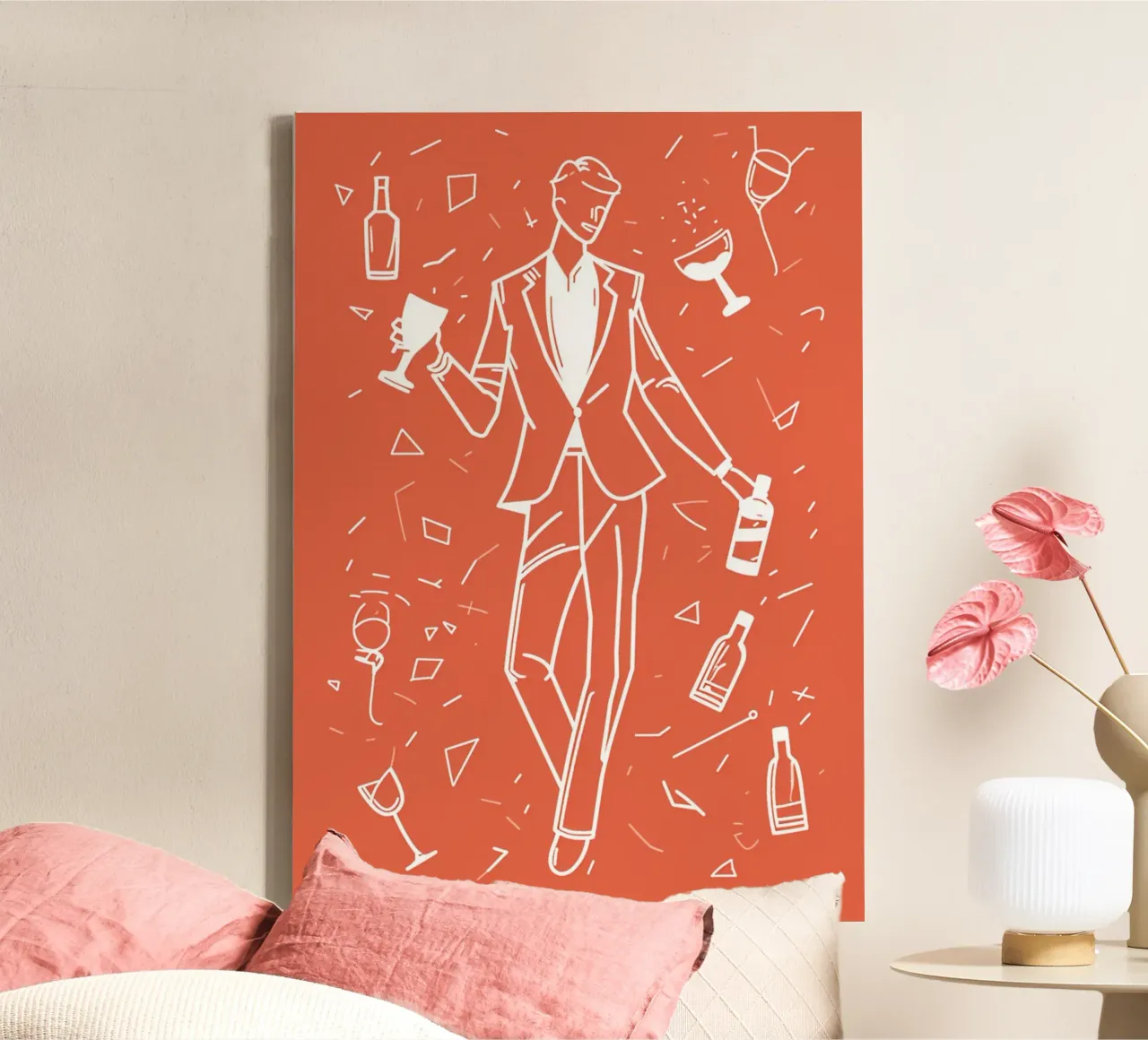 Cocktailillustratie "Party Time" - Moderne Bar & Viering canvas met Baklijst van NorwesClub