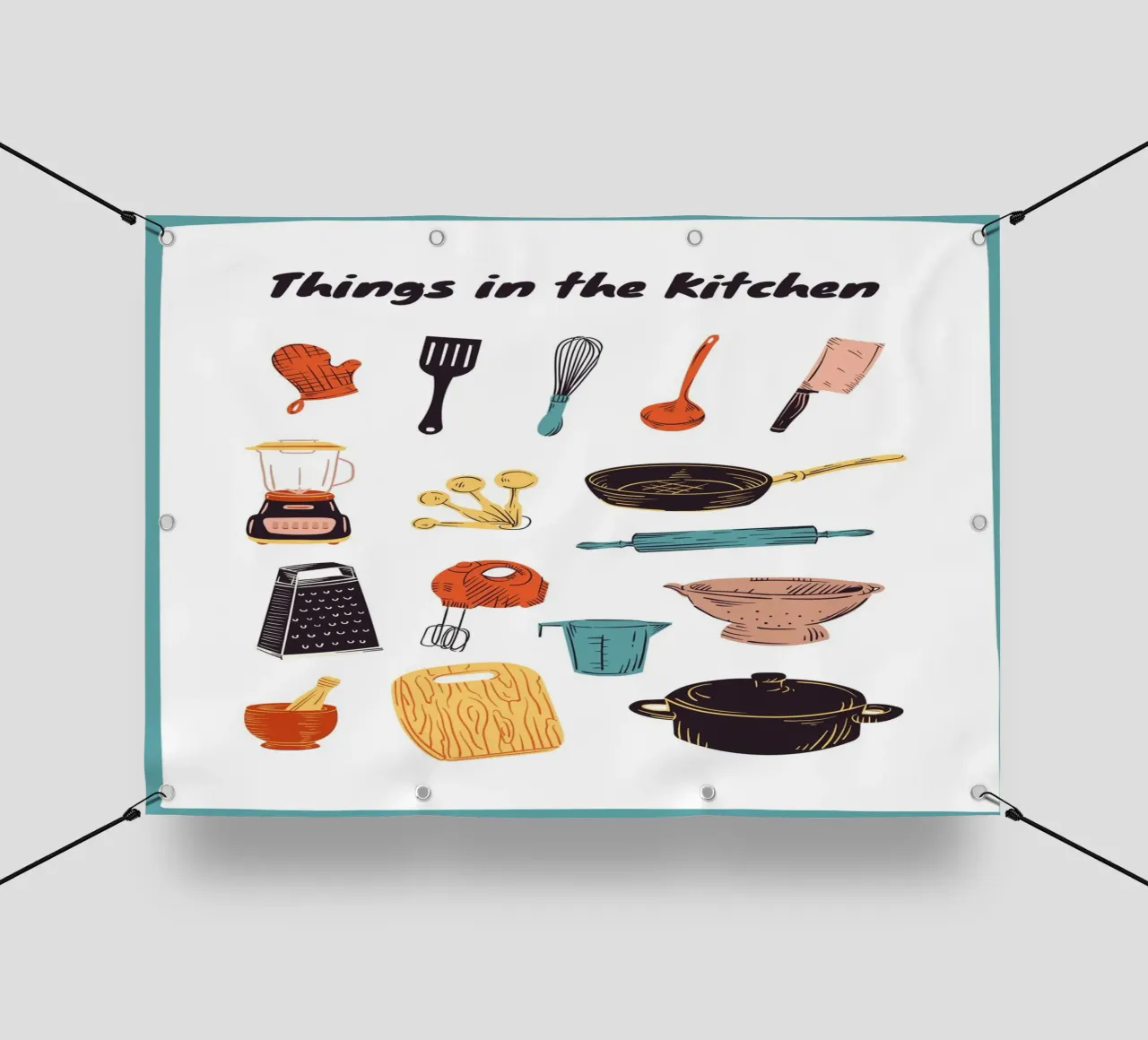 Stampa d'arte "Cose in cucina" Utensili e pentole telo in pvc da NorwesClub
