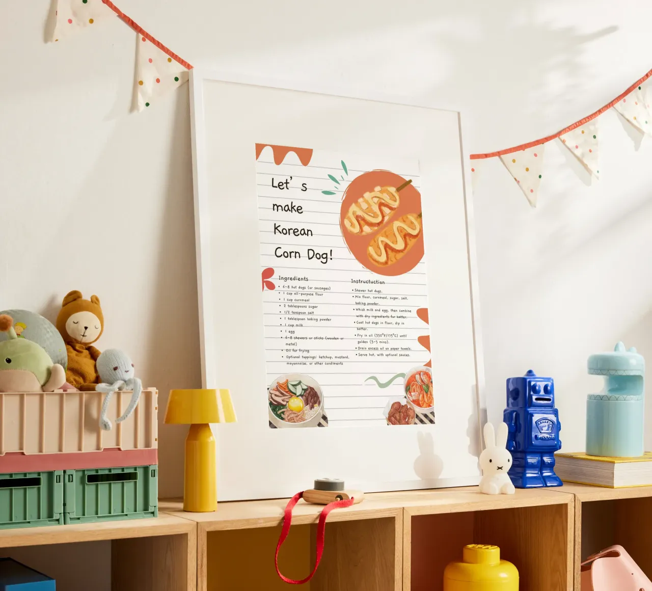 Poster con la ricetta del corn dog coreano - divertente arte da parete in cucina poster da NorwesClub