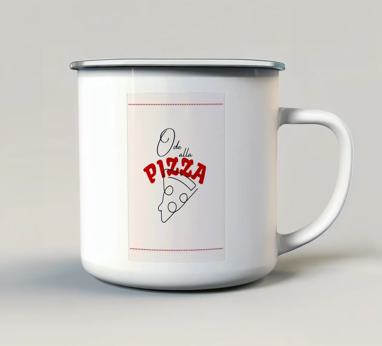 "Ode alla Pizza" Minimalist Art Print - Italian Foodie Decor tazza in smalto da NorwesClub