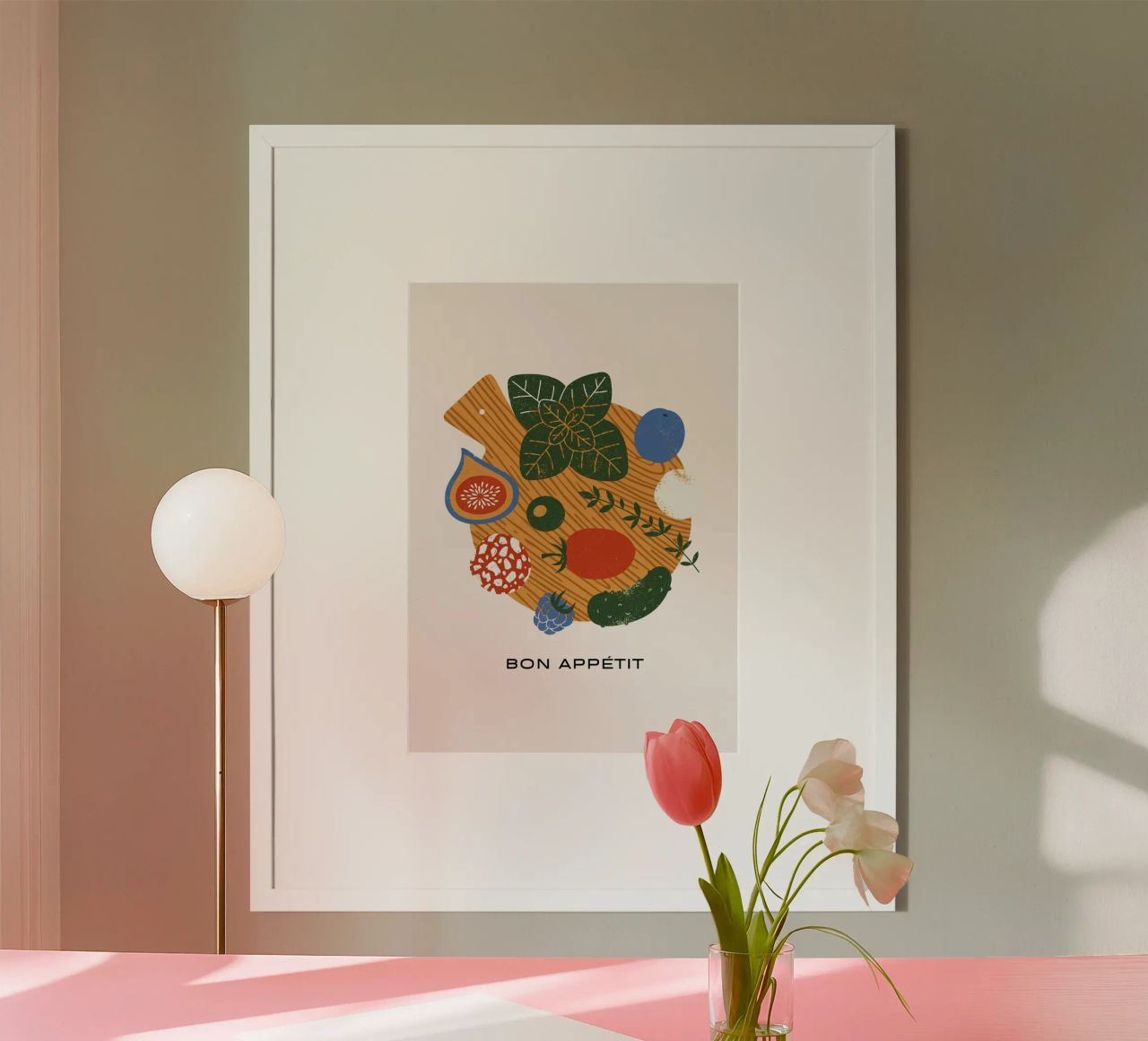 "Bon Appétit" Abstract Foodie Board Art - Kitchen Wall Decor poster by NorwesClub