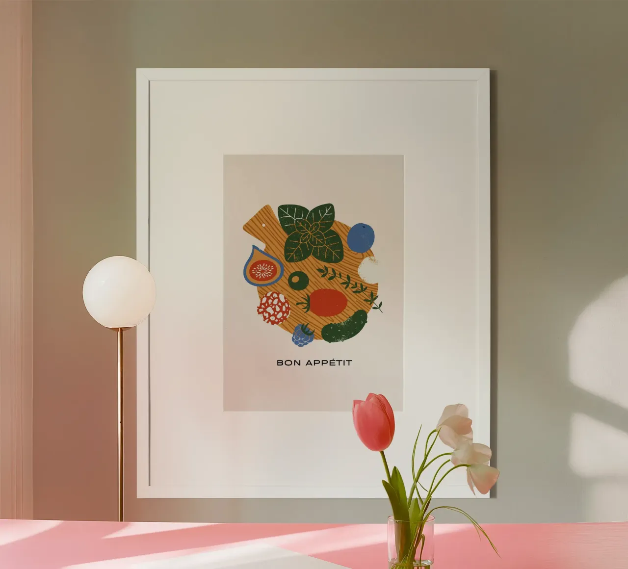 "Bon Appétit" Abstract Foodie Bord Kunst - Keukenmuurdecoratie poster van NorwesClub