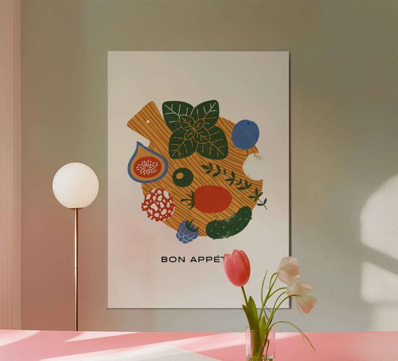 "Bon Appétit" Abstract Foodie Board Art - Kitchen Wall Decor poster by NorwesClub