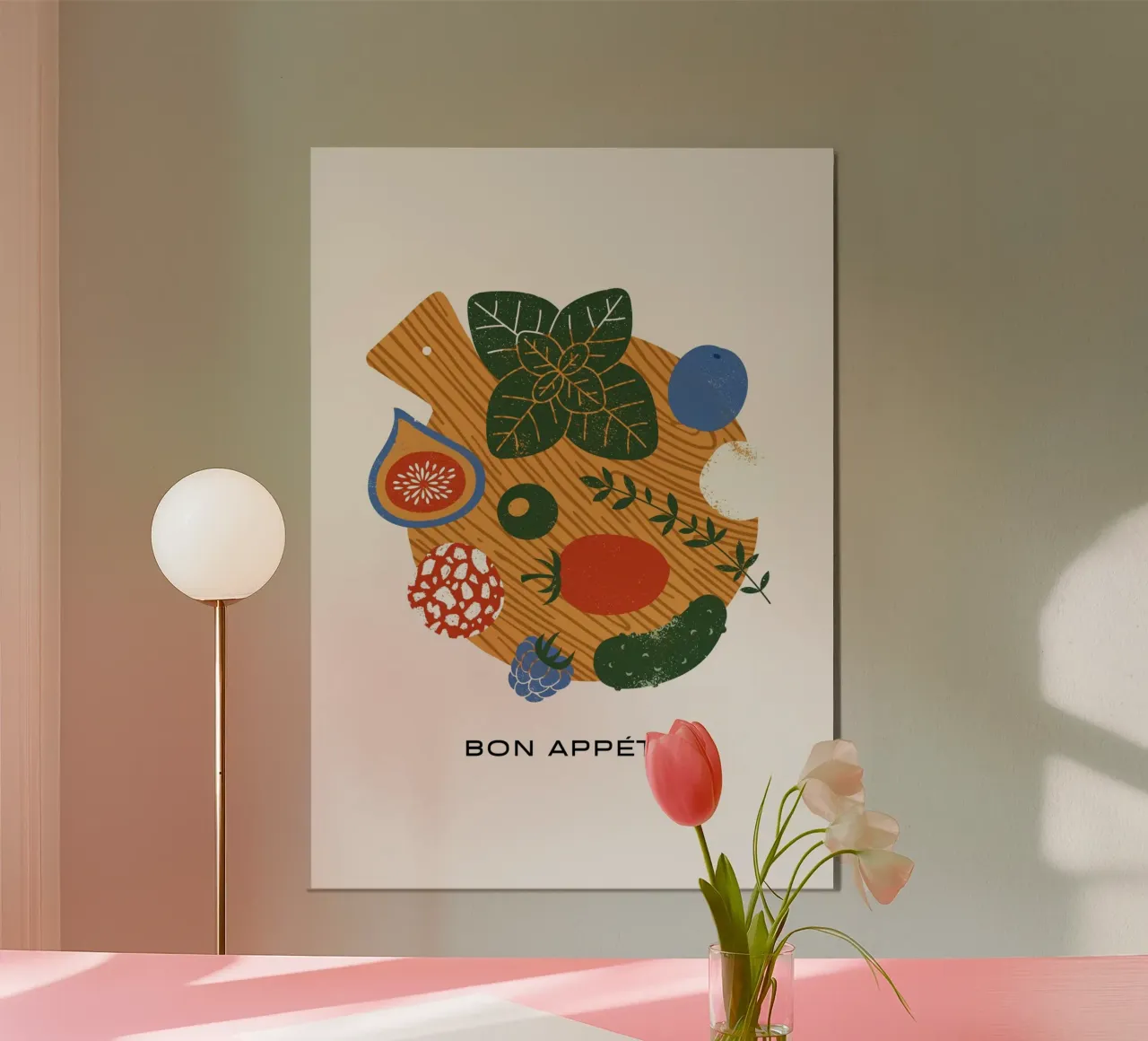 "Bon Appétit" Abstract Foodie Bord Kunst - Keukenmuurdecoratie poster van NorwesClub