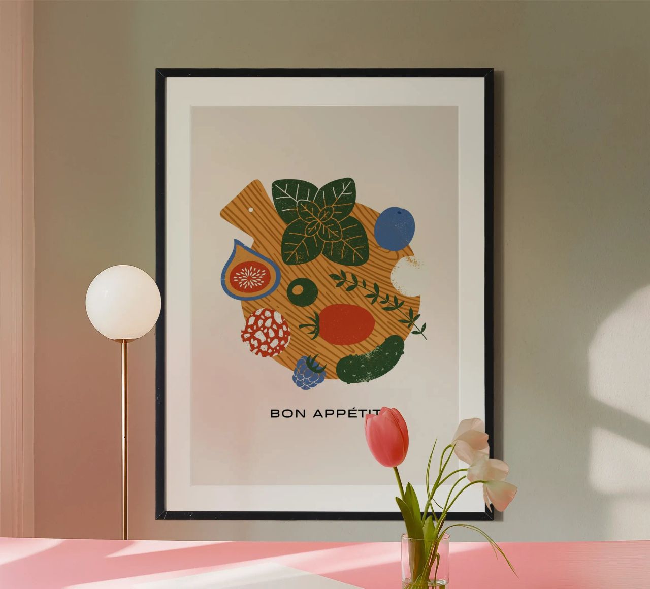 "Bon Appétit" Abstract Foodie Board Art - Kitchen Wall Decor poster by NorwesClub