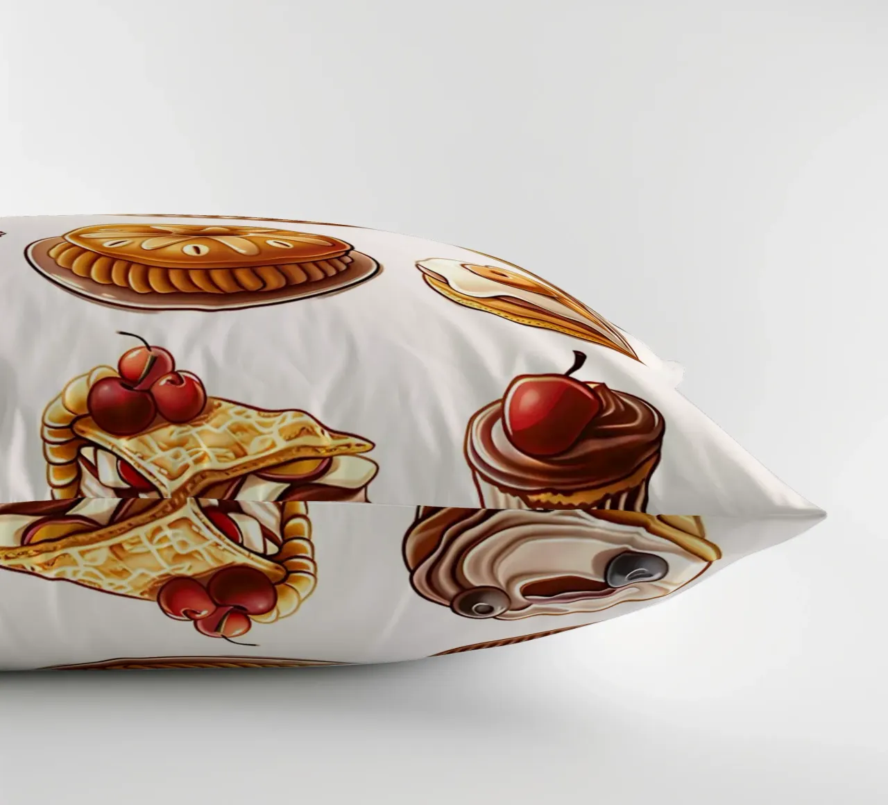 "È ora di fare colazione!" Stampa d'arte su dessert e pasticceria cuscino da NorwesClub