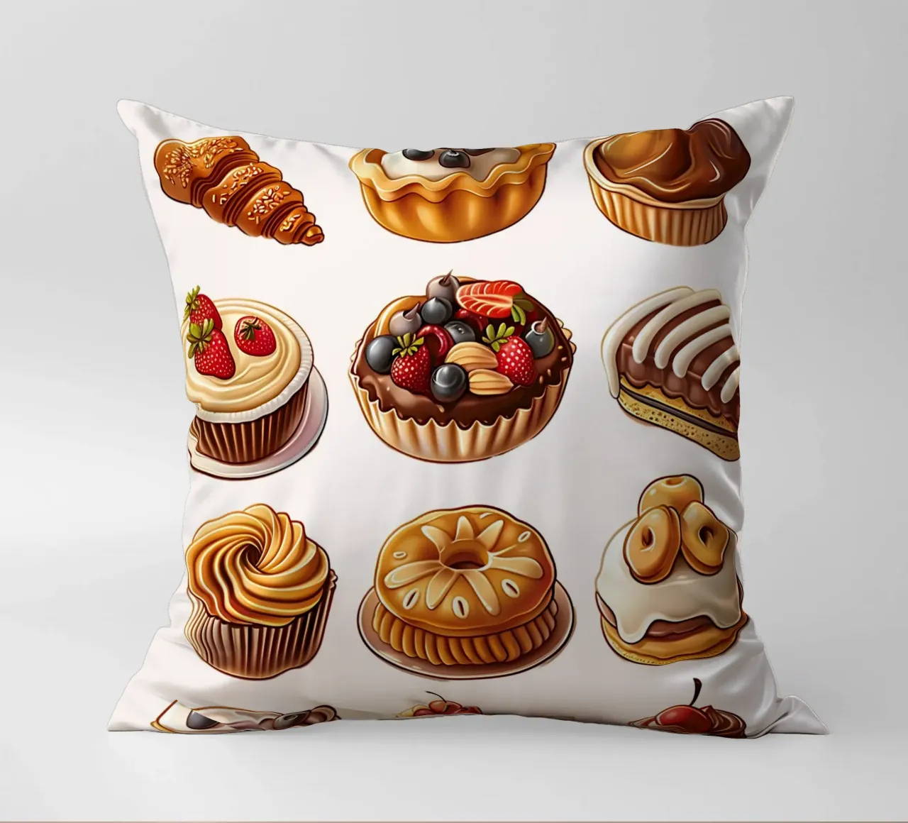 "È ora di fare colazione!" Stampa d'arte su dessert e pasticceria cuscino da NorwesClub