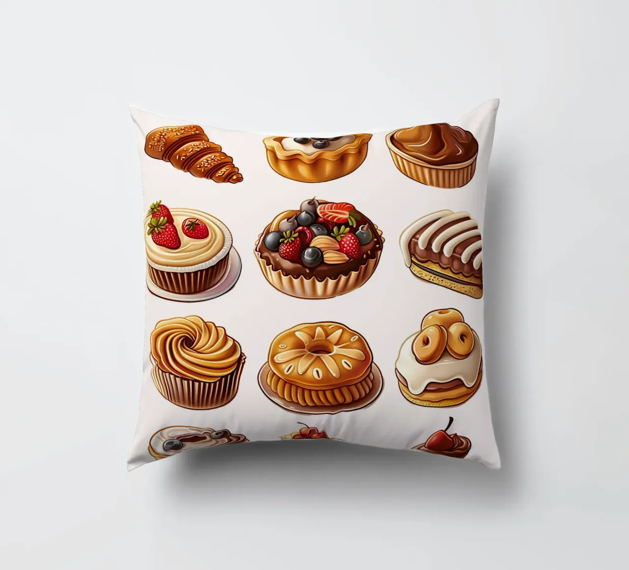 "È ora di fare colazione!" Stampa d'arte su dessert e pasticceria cuscino da NorwesClub