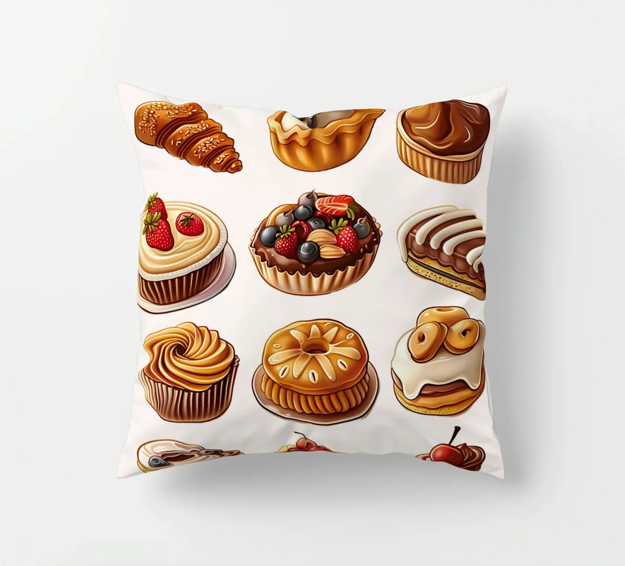 "È ora di fare colazione!" Stampa d'arte su dessert e pasticceria cuscino da NorwesClub
