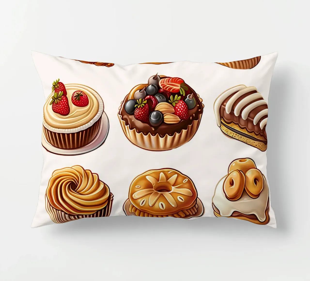 "È ora di fare colazione!" Stampa d'arte su dessert e pasticceria cuscino da NorwesClub
