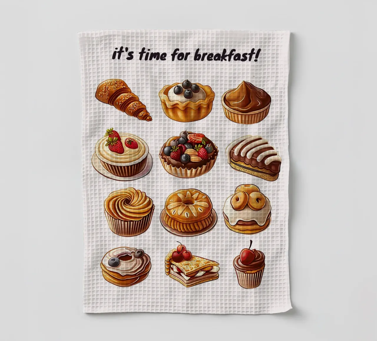 "It's Time for Breakfast!" Dessert & Gebäck Kunstdruck Geschirrtuch von NorwesClub