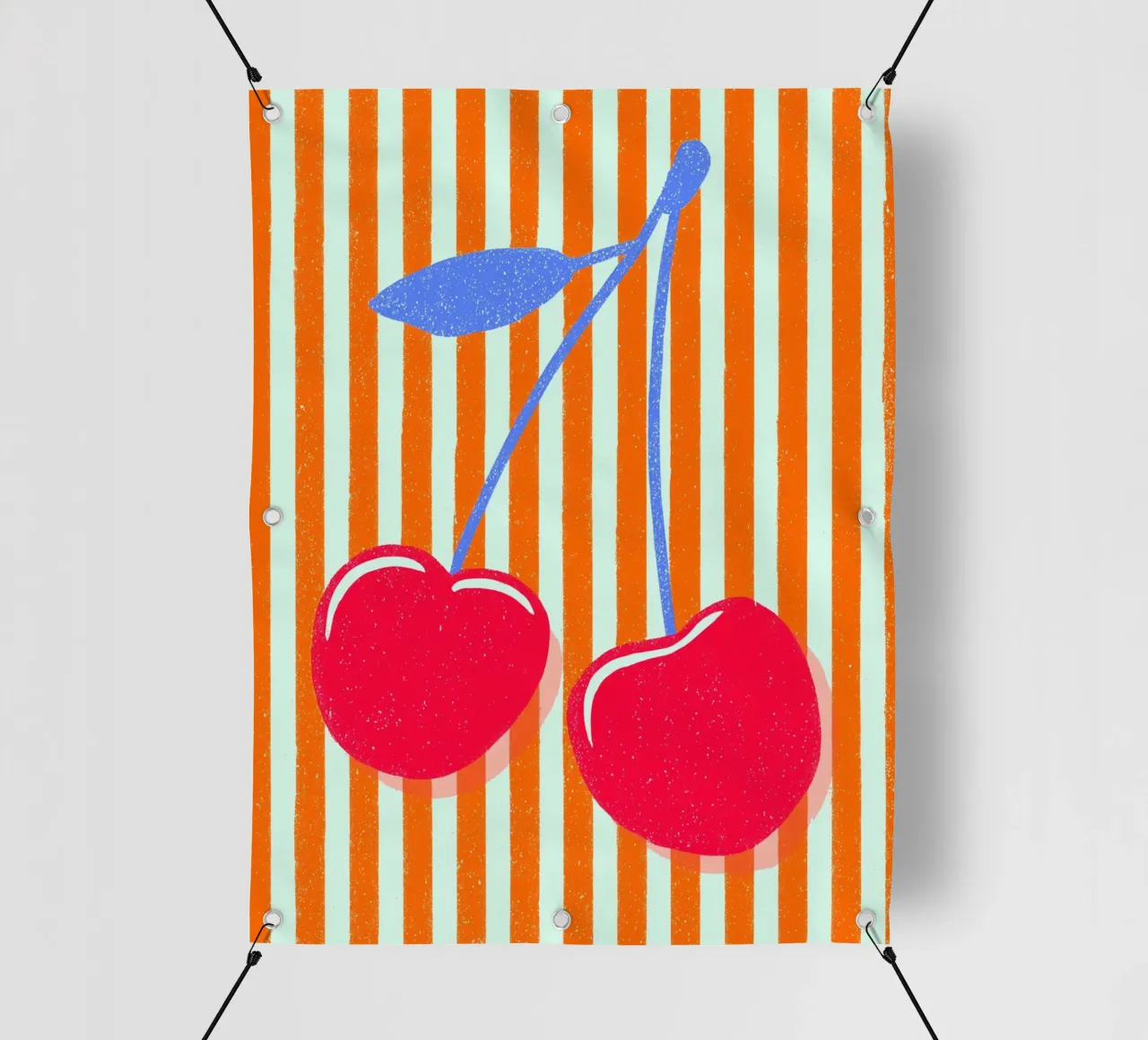 Arte a strisce con ciliegie telo in pvc da Carinaprint