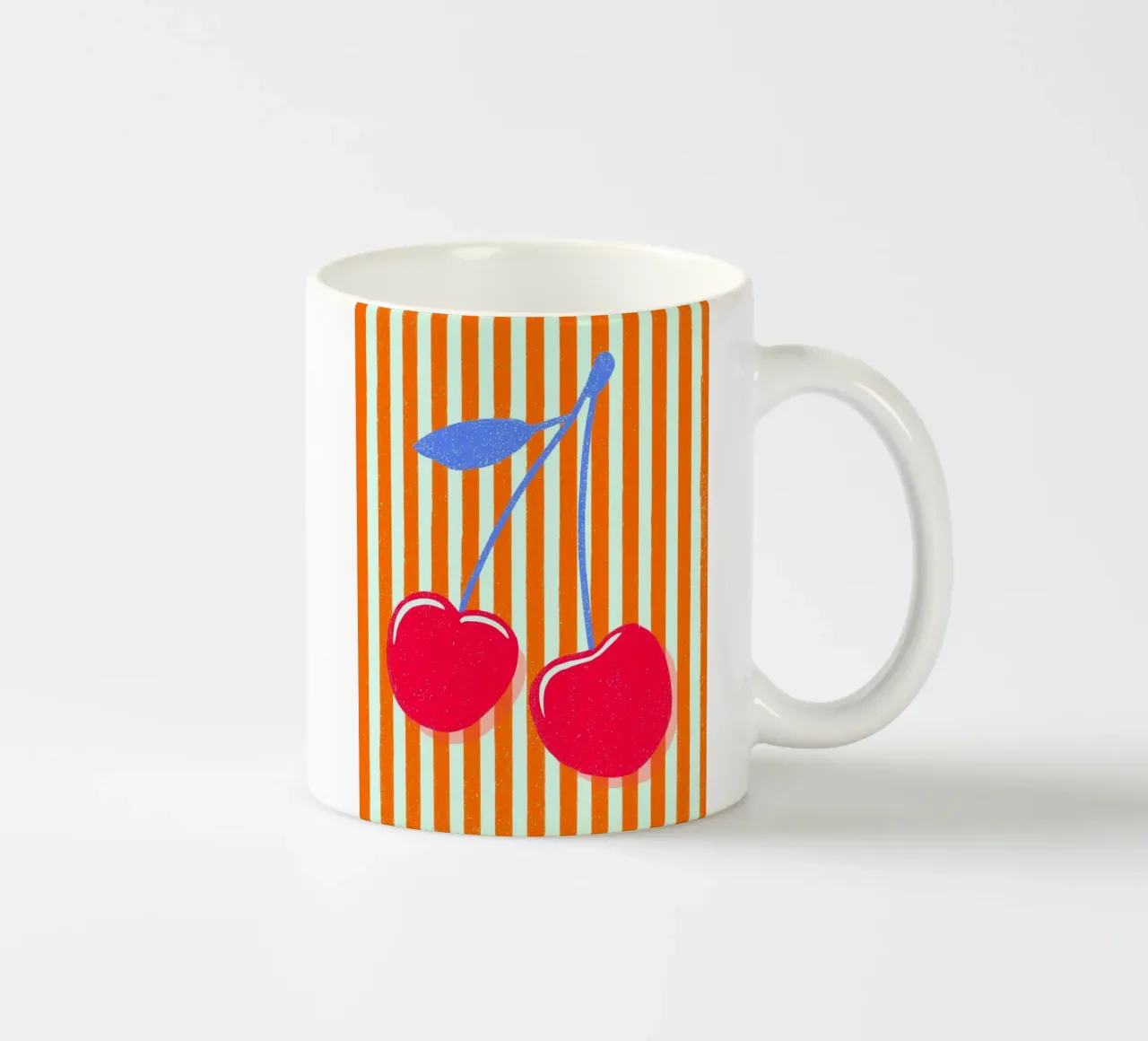 Arte a strisce con ciliegie tazza in ceramica da Carinaprint