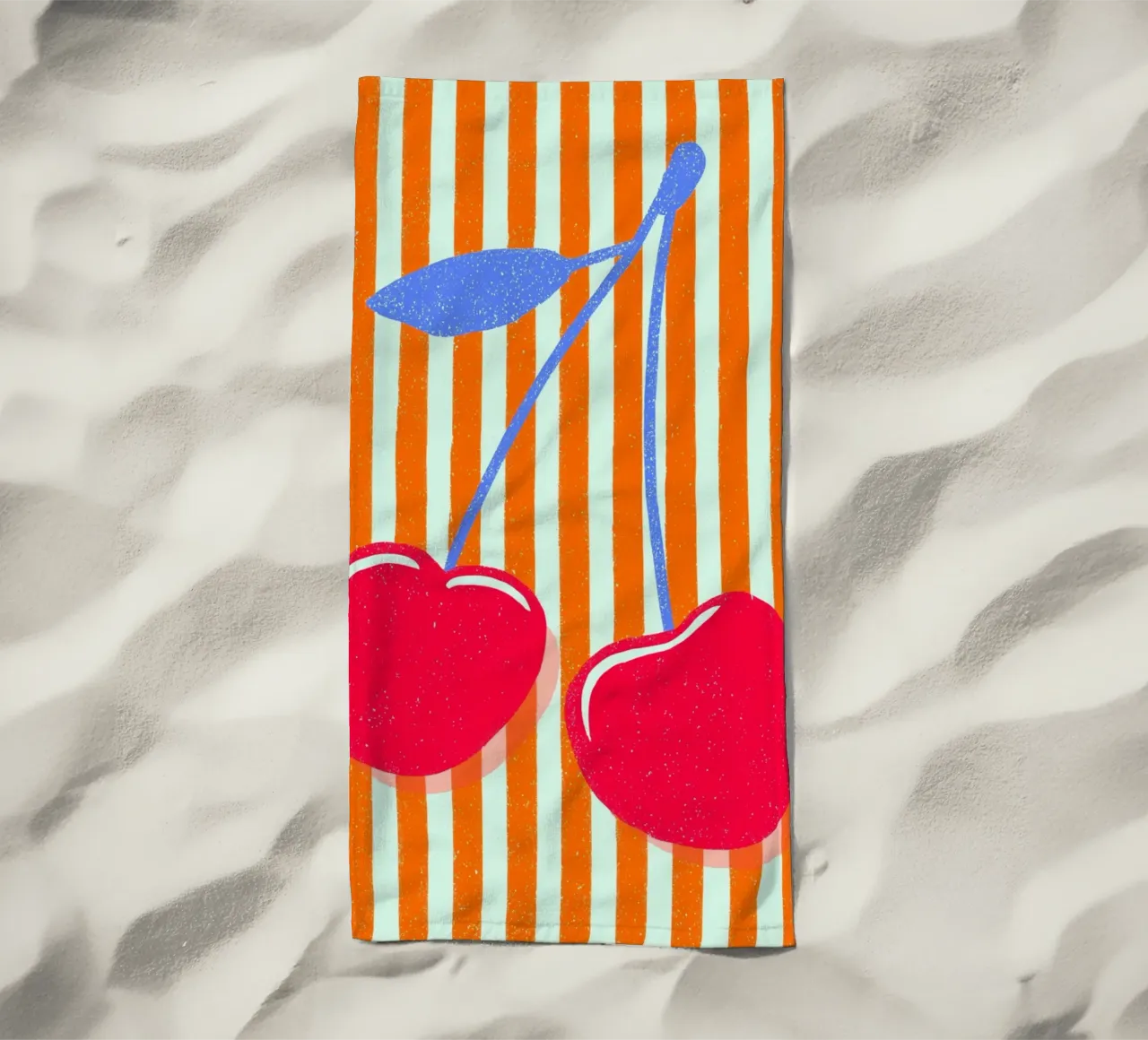 Arte a strisce con ciliegie telo mare da Carinaprint