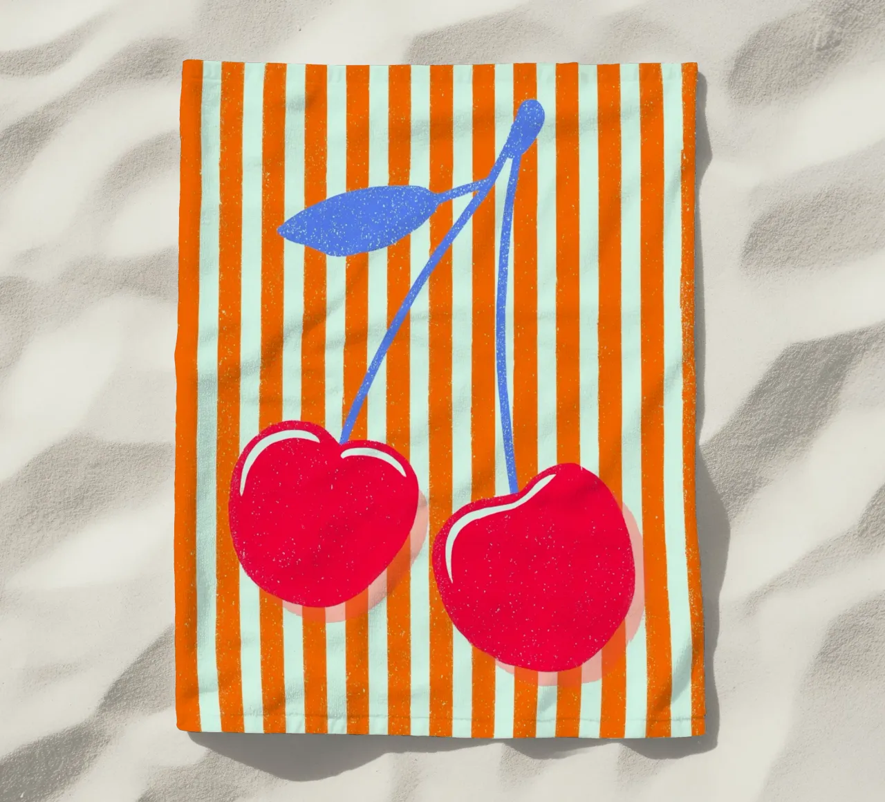 Arte a strisce con ciliegie telo mare da Carinaprint