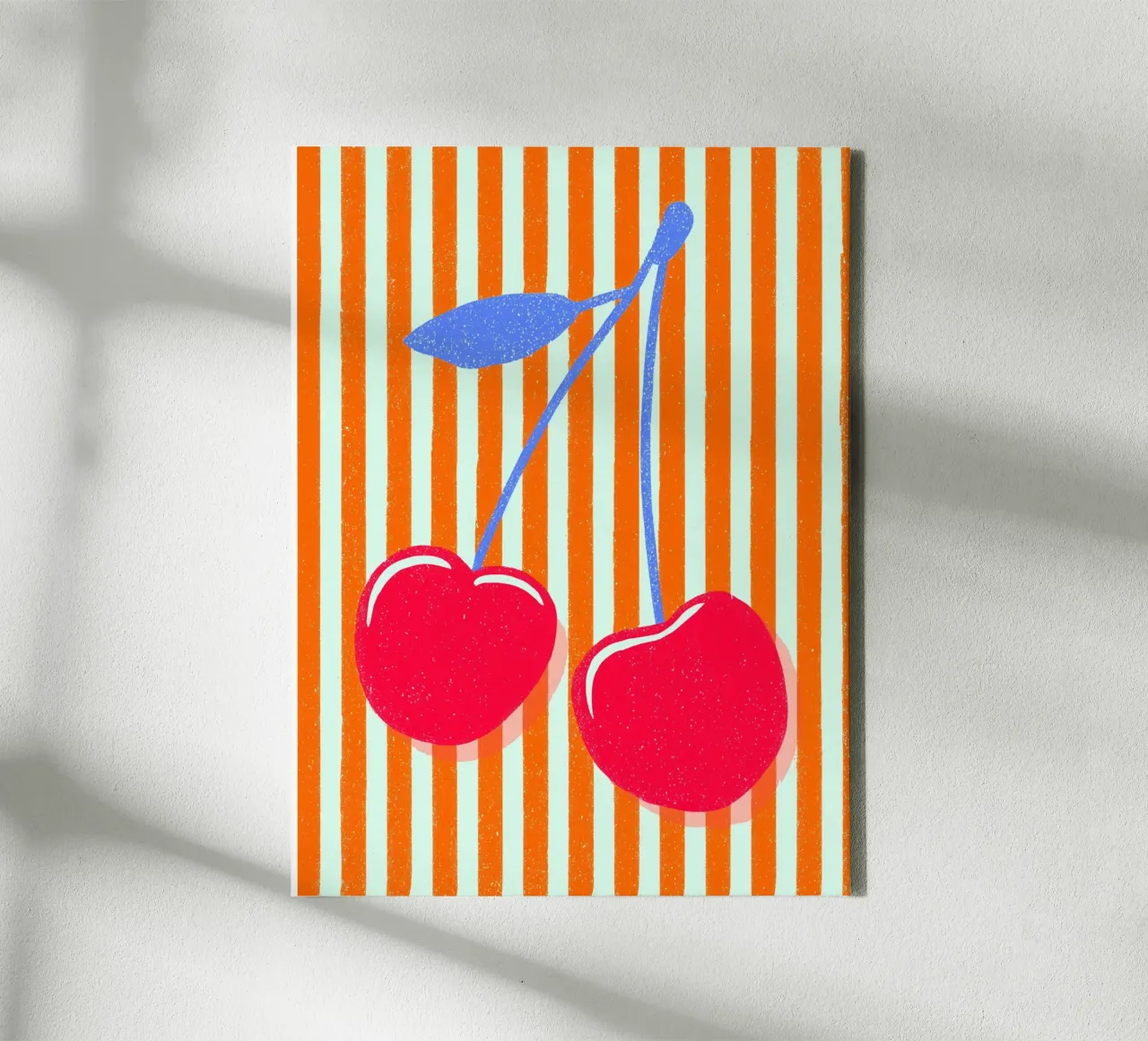 Stripe art with cherries canvas by Carinaprint