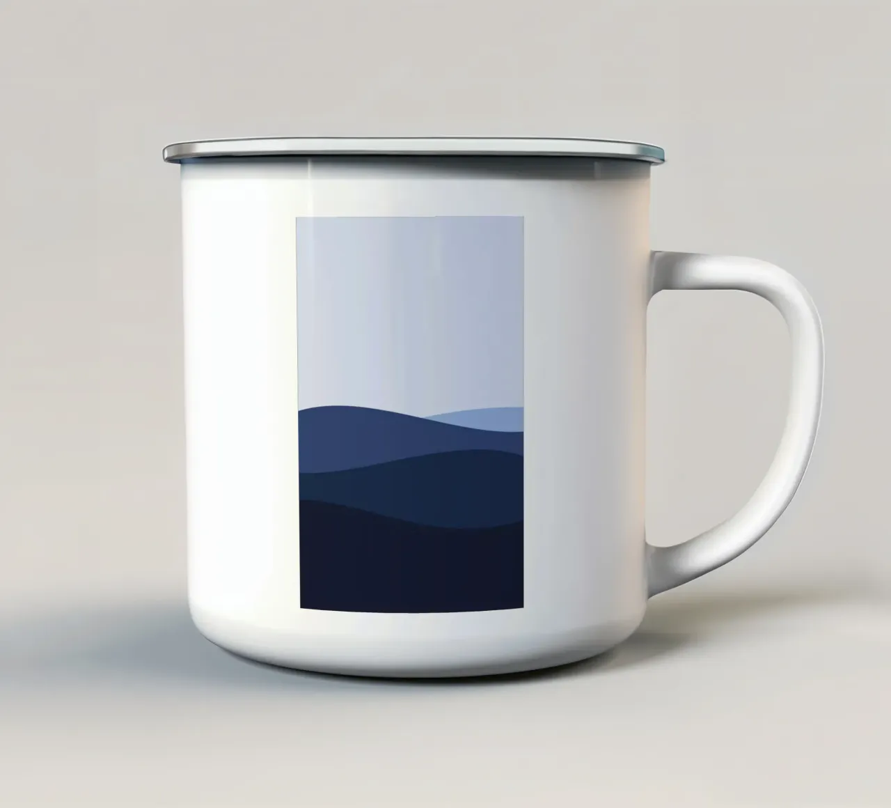 Illustration wave deep sea surface tazza in smalto da galihstudio