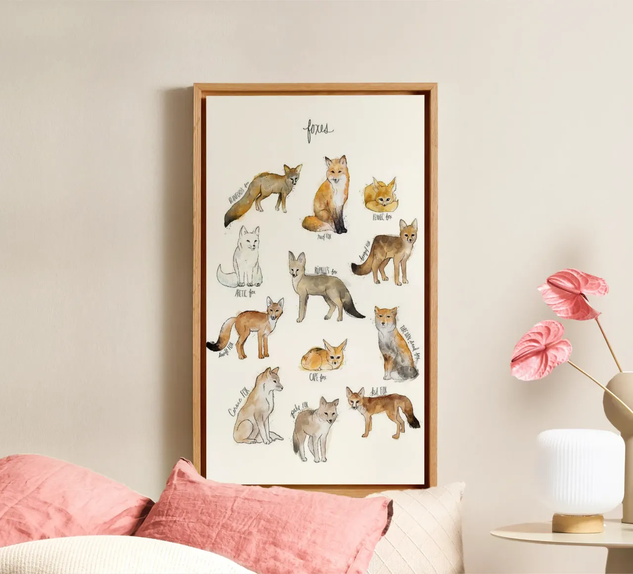 vossen dieren illustratie kunstdruk amy hamilton canvas met Baklijst van kbm store