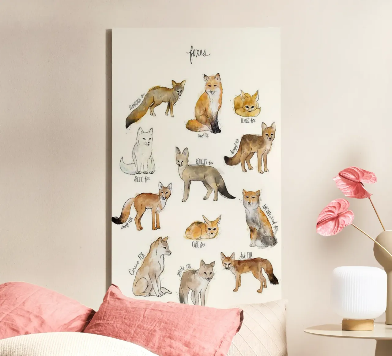vossen dieren illustratie kunstdruk amy hamilton canvas met Baklijst van kbm store