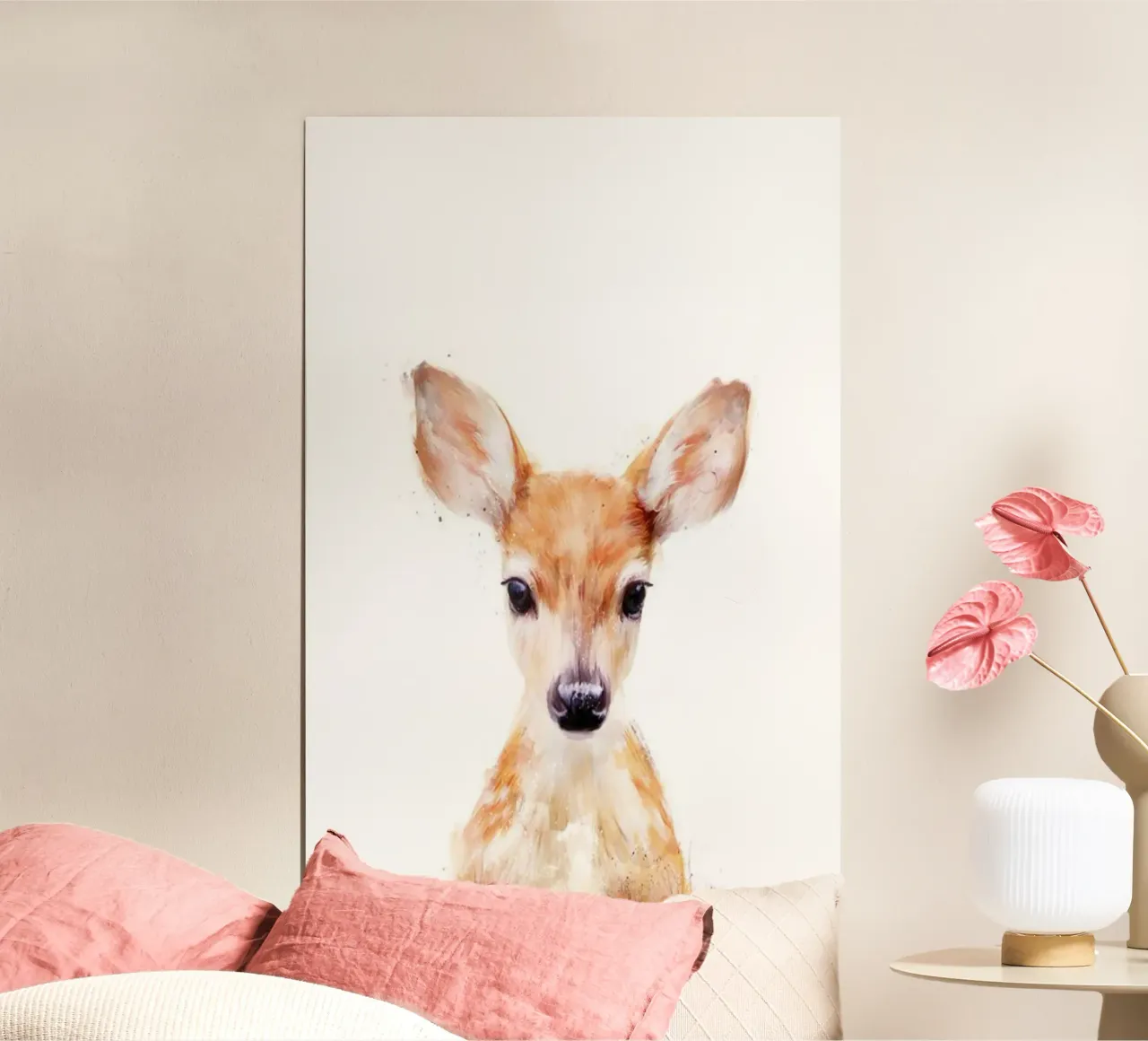 cervo bambino animale pennellate Amy Hamilton poster con telaio in plastica da kbm store