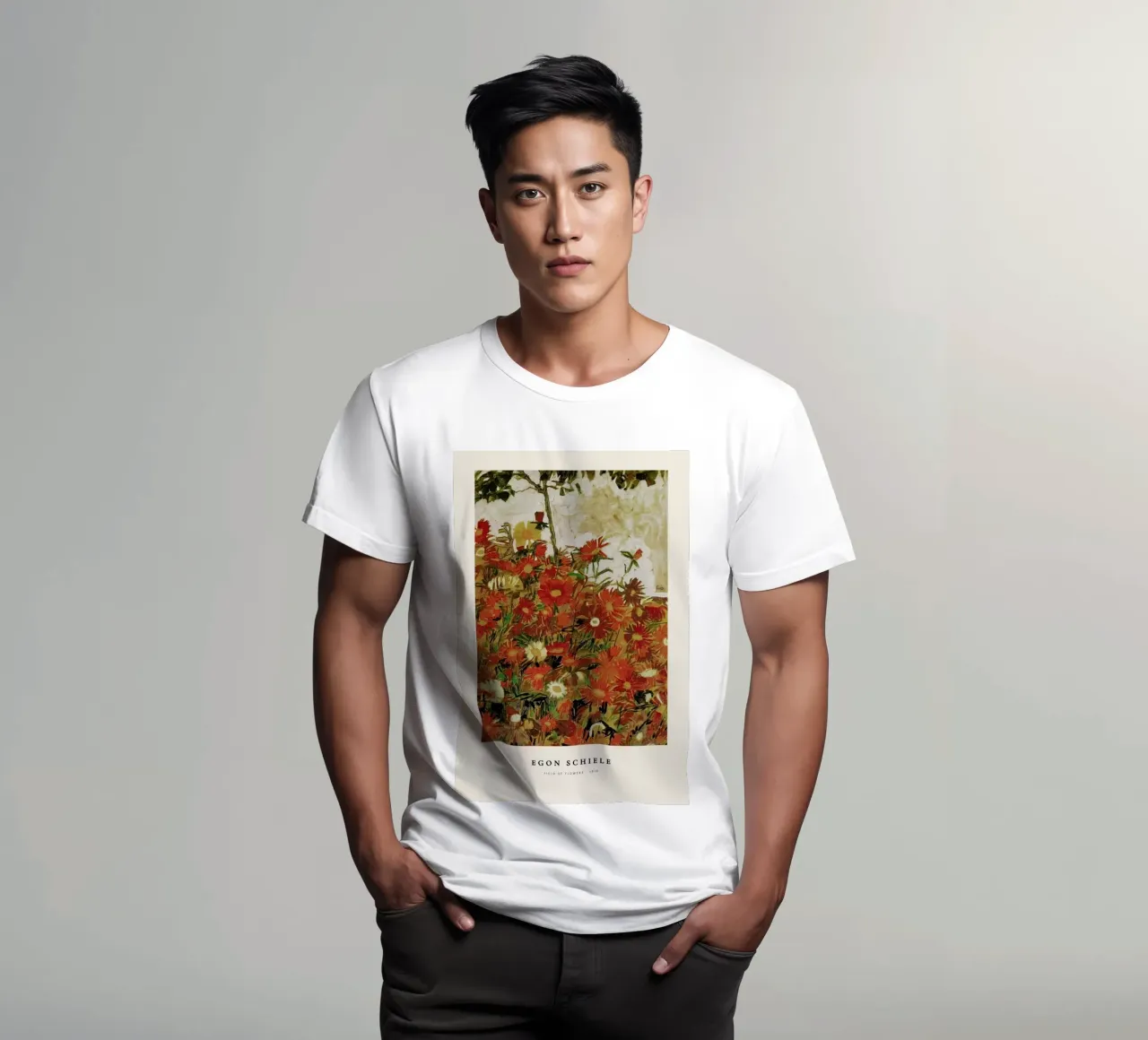 Egon Schiele - Field Of Flowers - 1910 t-shirt da Vintage by JUNIQE