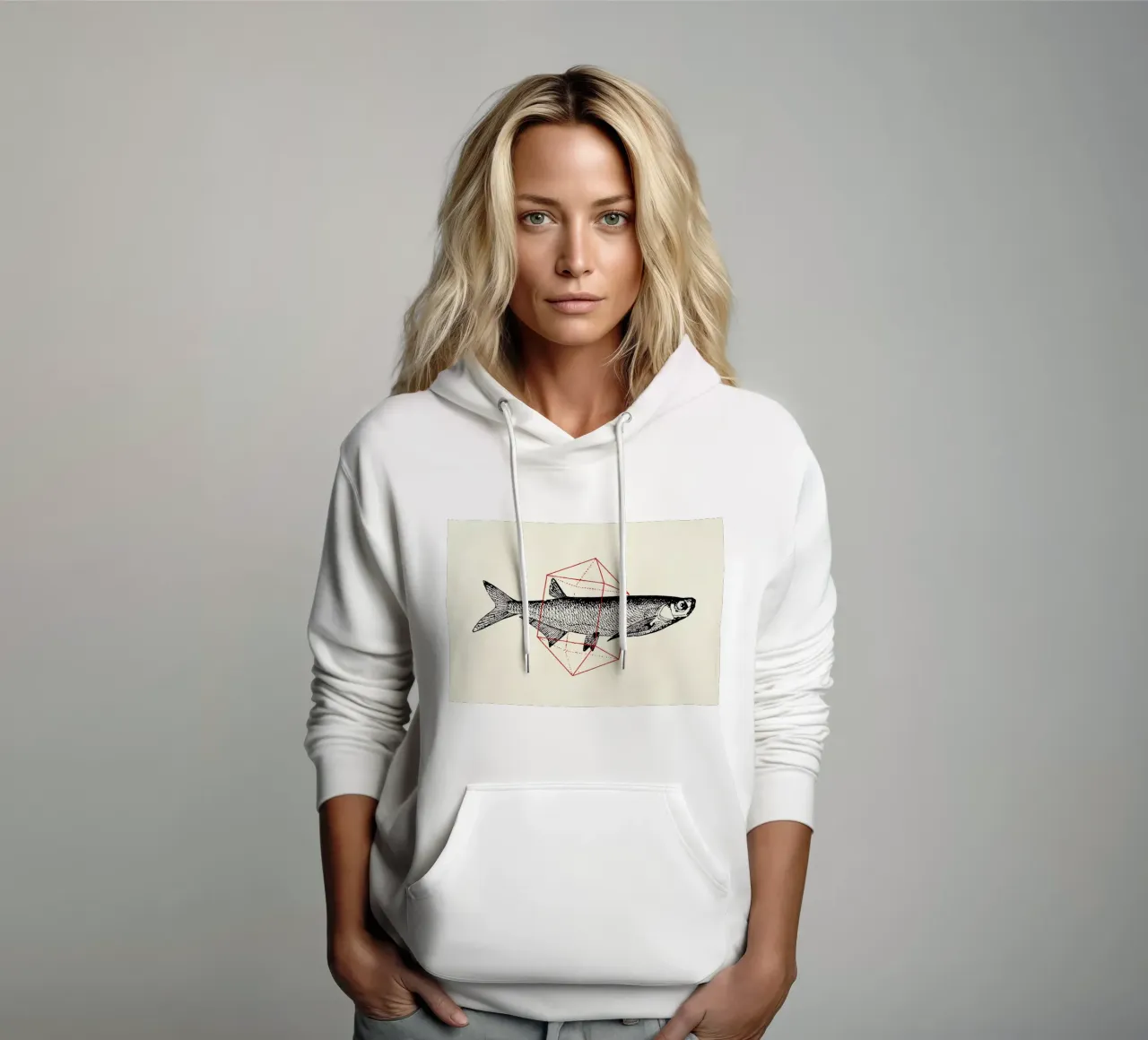 Fish in Geometrics II felpa con cappuccio da Florent Bodart